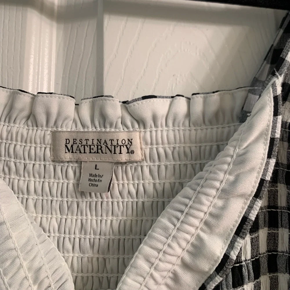 Black and White Gingham Midi Dress - Maternity - Picture 3 of 3